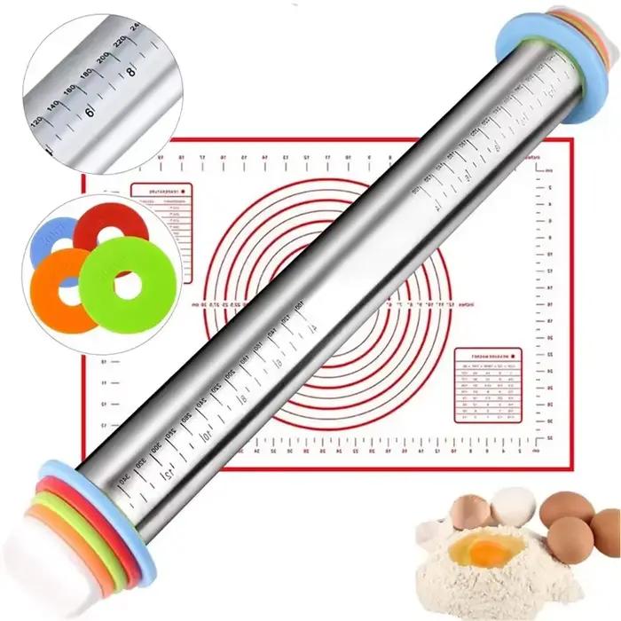 Rouleau à pâtisserie réglable en acier inoxydable