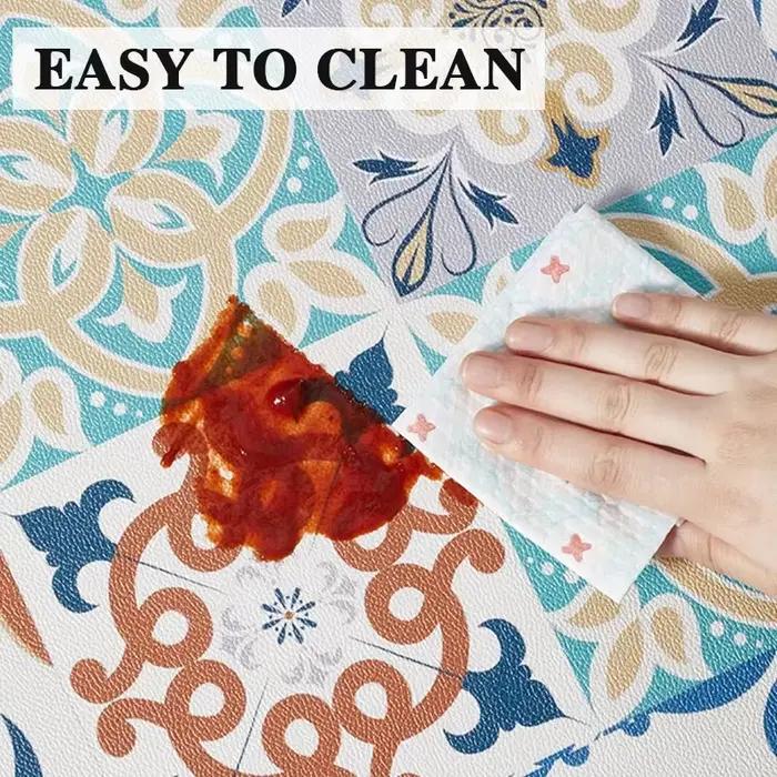 Tapis de sol cuisine en pvc imperméable résistant à l'huile antidérapant en cuir style classique pour décoration de maison usage commercialisée occasions spéciales