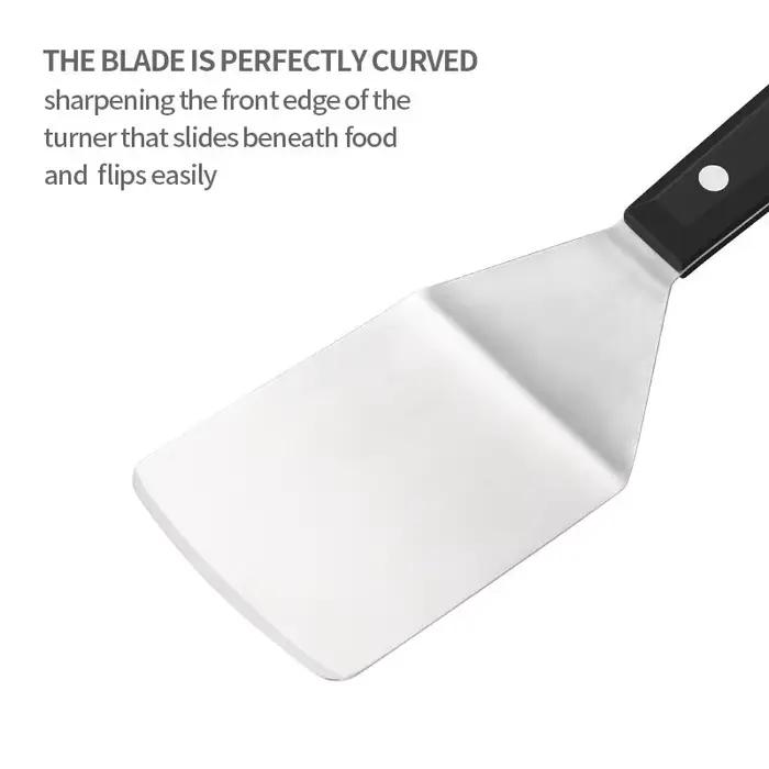 Spatule de plaque en acier inoxydable, tourneur de crêpes, Hamburger, Smasher, grattoir, tourneur de lasagnes, serveur