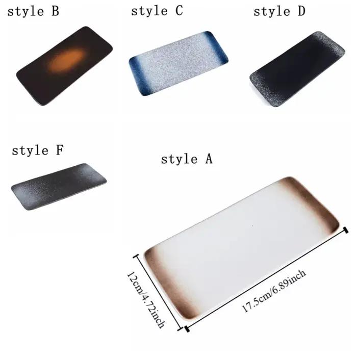 Assiette à Sushi en céramique de Style japonais, accessoires de cuisine, assiettes à dîner exquises à la mode, assiettes plates rectangulaires élégantes pour la maison