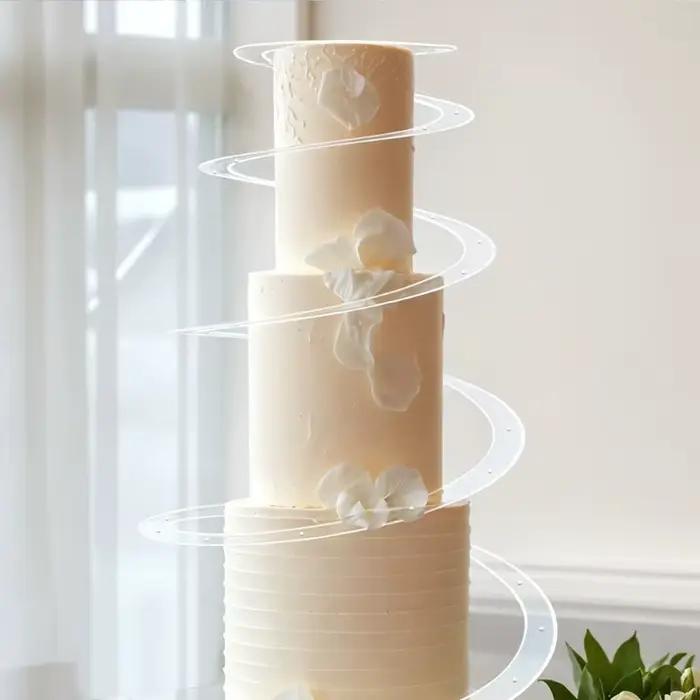Support à gâteaux en spirale acrylique andralyn rose et jaune clair pour célébrations de mariage, anniversaire et festivals occasions spéciales