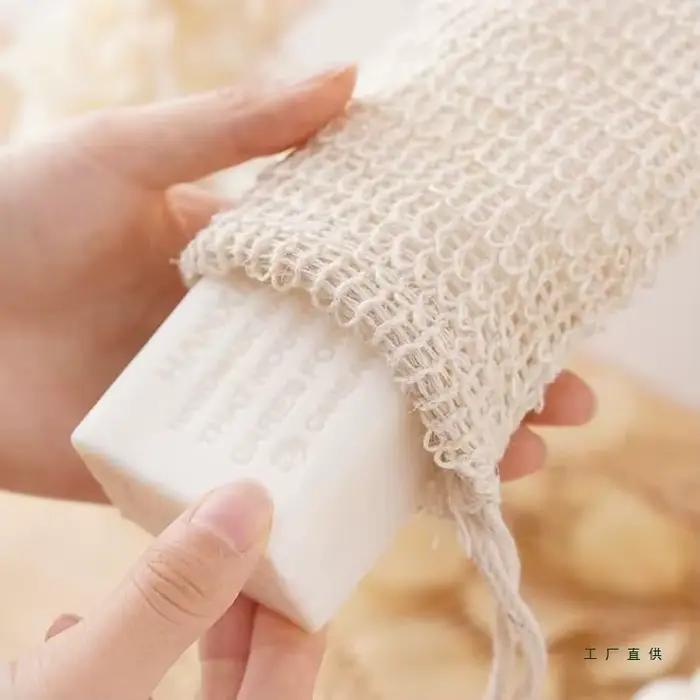 1/5/10 sac à savon de douche économiseur de savon sacs à savon faits à la main sacs à savon en Sisal maille naturelle économiseur de savon support de pochette