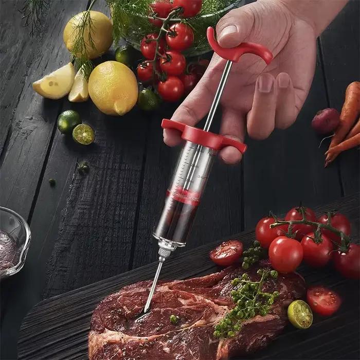 Seringue d'injecteur de viande avec 3 aiguilles