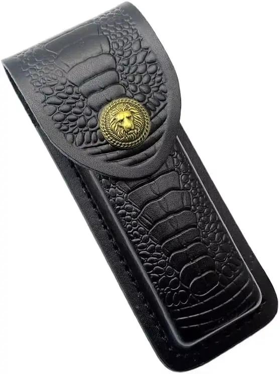 Étui à couteau en cuir portable avec fermeture à pression