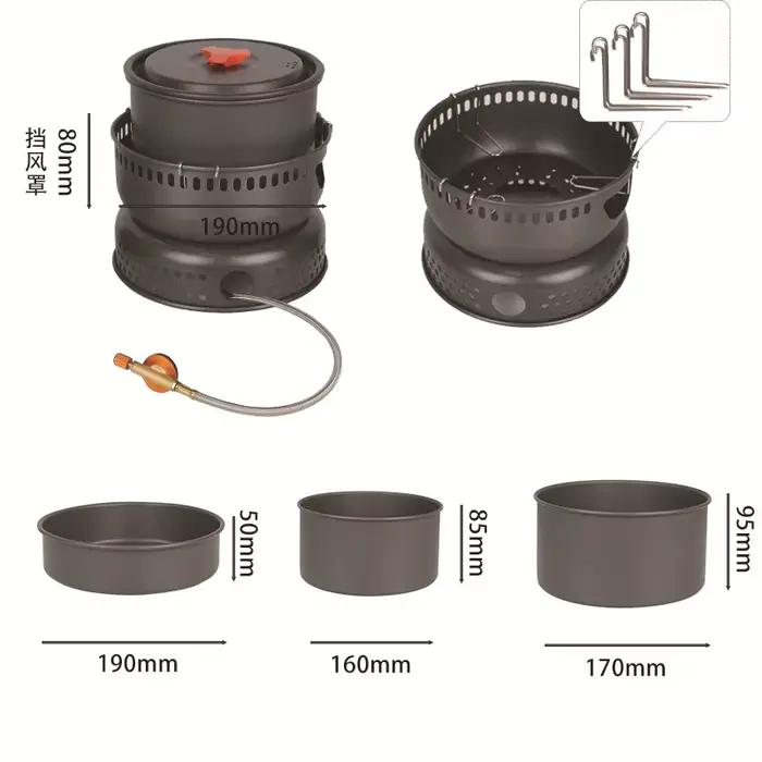 Ensemble combiné d'ustensiles de cuisine pour poêle de Camping BL100-Q1xb, marmite, poêle