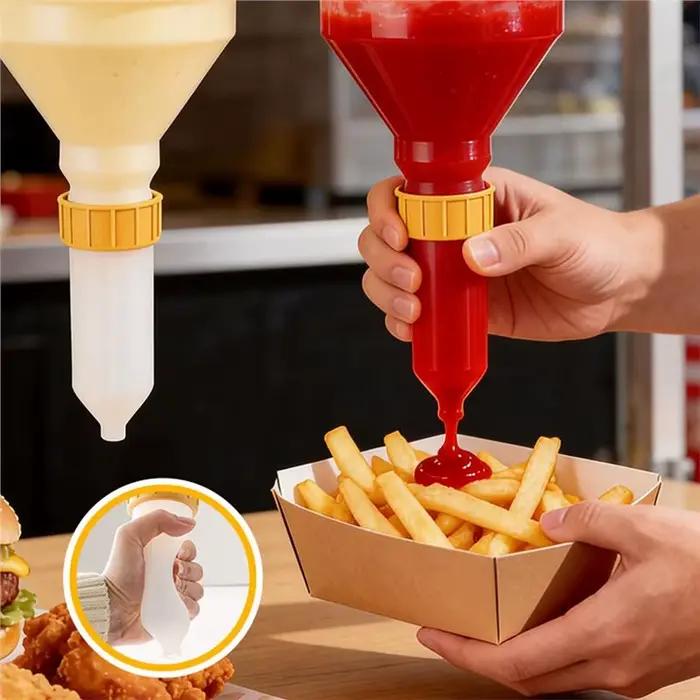 BSEVB - Distributeur de sauce suspendu 3,5 L pour restaurant et barbecue, grande capacité, conception anti-fuite, bouteille à presser rechargeable