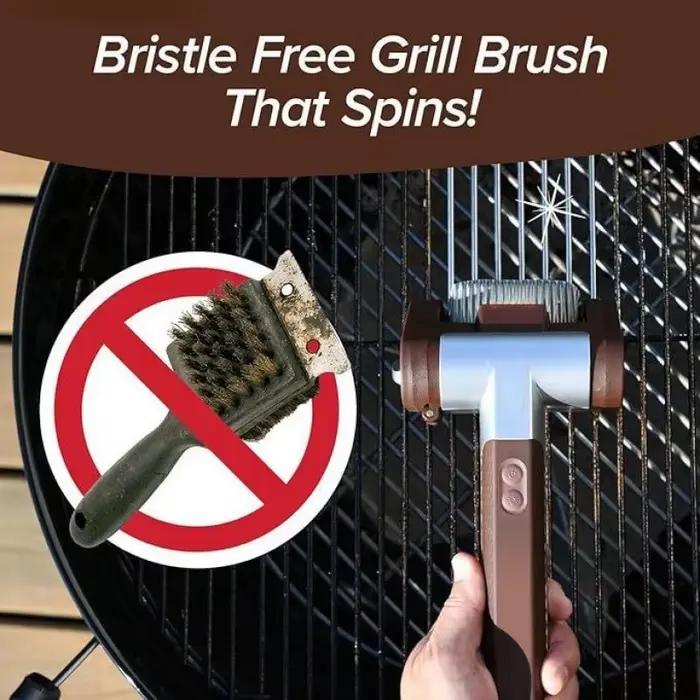 Brosse de nettoyage électrique rechargeable 2026 avec lumière LED, têtes remplaçables en acier inoxydable 304, pour barbecue