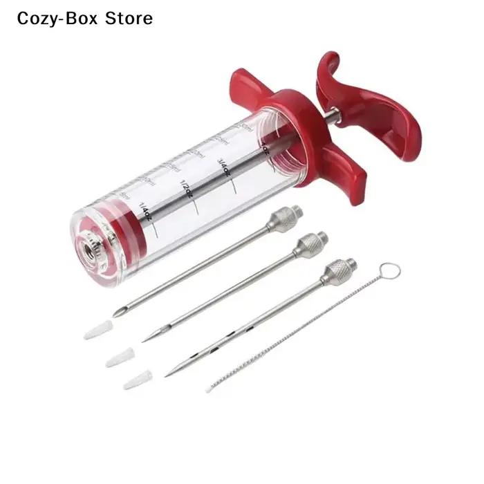 Seringue injectrice de marinade avec 3 aiguilles, injecteur de saveur pour marinade, outils de cuisine pour barbecue, kit injecteur de marinade pour dinde