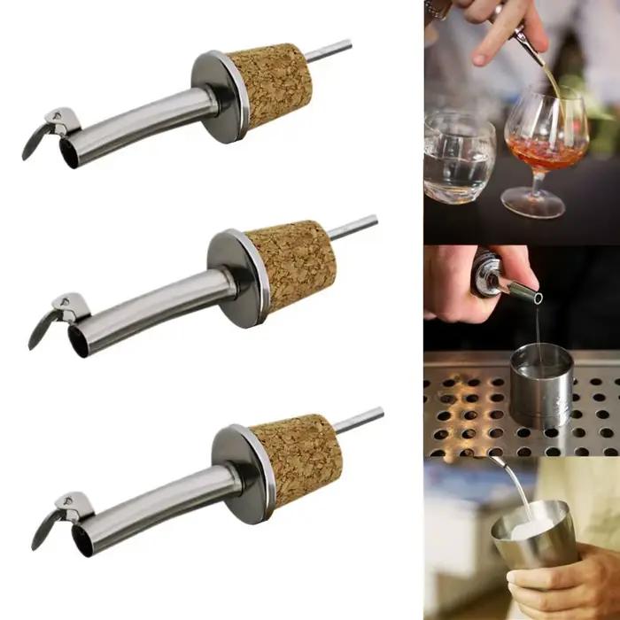 Bouchon de bouteille verseur de vin avec bouchon, bouteille de Champagne d'huile, bouchon en bois, garde le vin frais, fête de mariage, 3 pièces