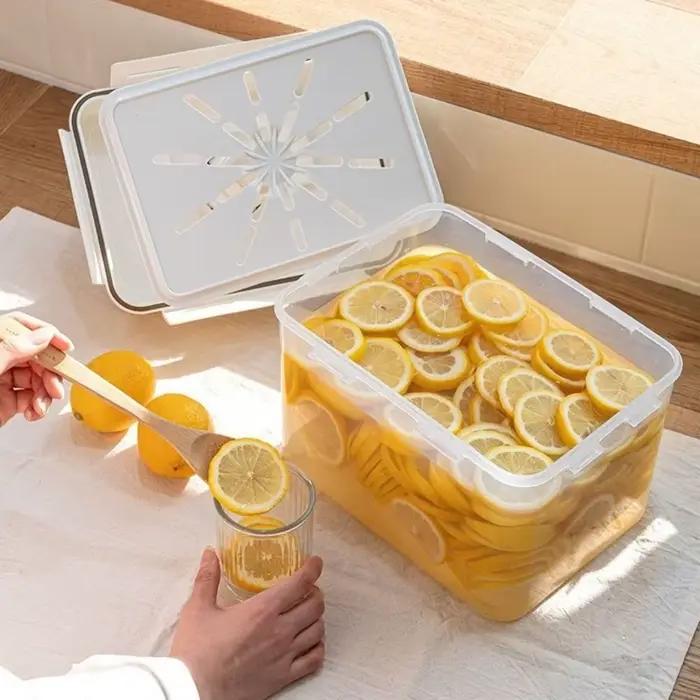 Conteneur à kimchi pratique de 5 L, rectangulaire, à pression, pour la fermentation, hermétique et anti-fuite, pour la cuisine
