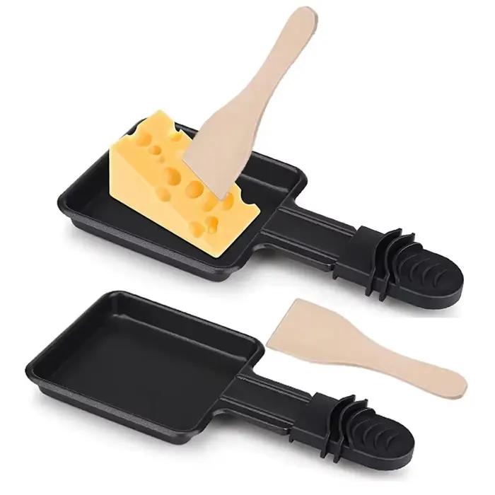 2 pièces Mini poêle à Raclette ensemble antiadhésif multi-fonction universelle électrique fromage oeufs gril