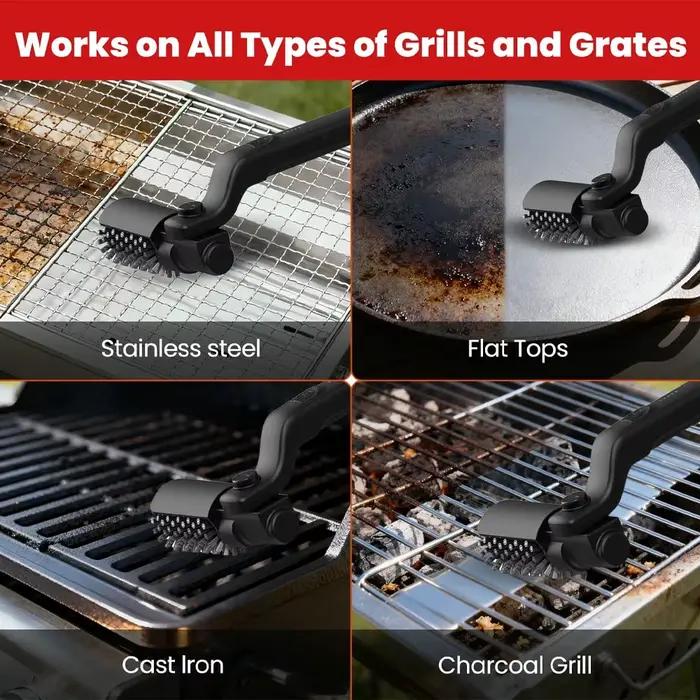 Brosse de gril électrique Rechargeable, brosse de barbecue à 3 vitesses puissantes pour Camping en plein air, brosse de nettoyage de gril automatique