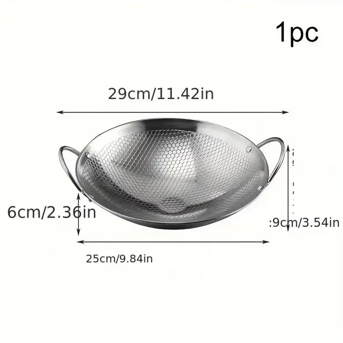 Poêle en acier inoxydable à nid d'abeilles antiadhésive de 29 cm/11 pouces avec poignée