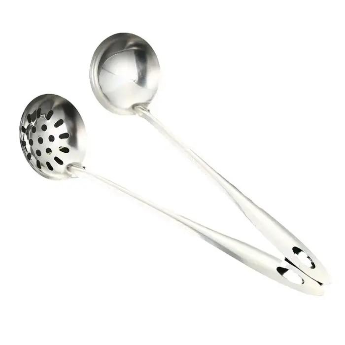 Ensemble de louche à soupe en acier inoxydable, grande cuillère de service à manche Extra épais et Long pour soupe et cuisson à marmite