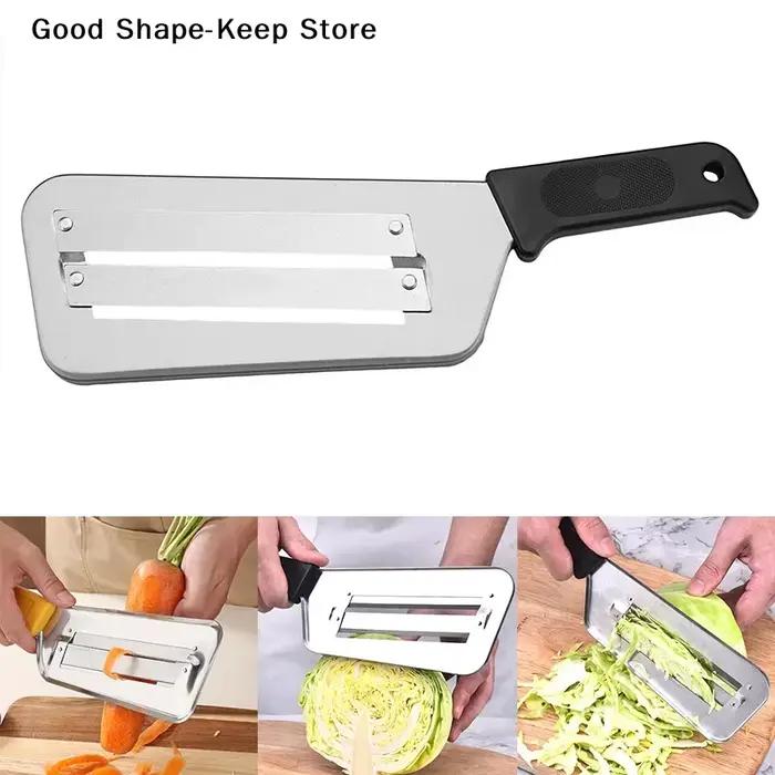 Trancheuse à choux multifonctionnelle en acier inoxydable avec poignée, machine à couper les légumes à double lame, outil de nettoyage
