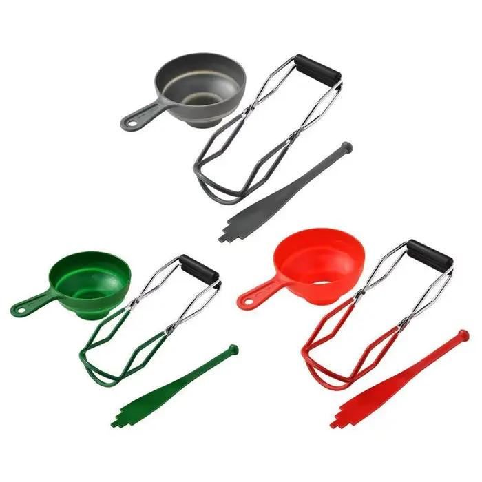 Kit d'outils de mise en conserve 3 pièces avec pince à bocaux anti-brûlure et entonnoir de qualité alimentaire pour la fabrication de confitures à la maison