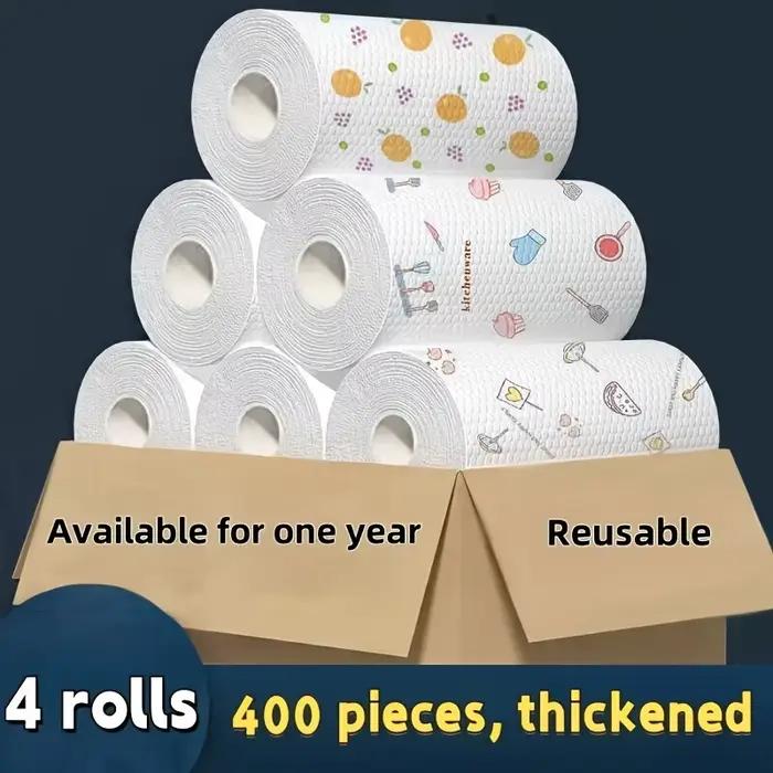 50 100 pièces/rouleau torchon absorbant épaissi papier de cuisine utilisation sèche et humide Non grasse motif aléatoire pour le nettoyage d'évier vaisselle