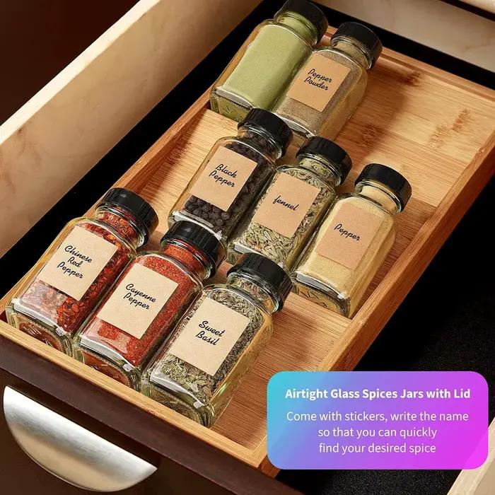 HI-Bocaux en Verre Carrés Réutilisables avec Bouchons