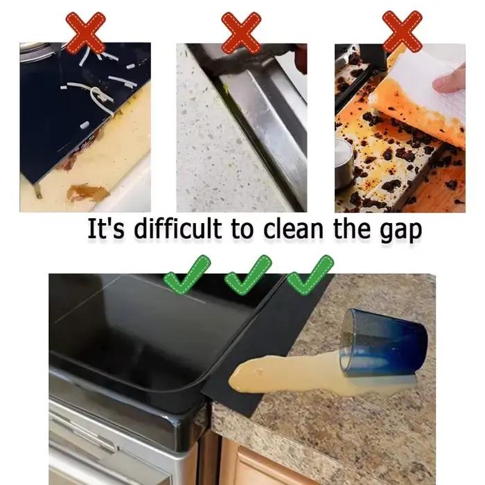 Bande d'étanchéité en silicone pour cuisinière à gaz, bande anti-graisse et anti-taches pour cuisine, insert en silicone, accessoires de cuisine