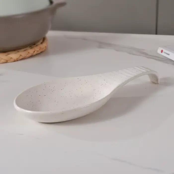 Repose-cuillère en porcelaine, porte-ustensiles en céramique pour dessus de cuisinière, organisateur d'outils de cuisine de comptoir, pinces à louche spatule