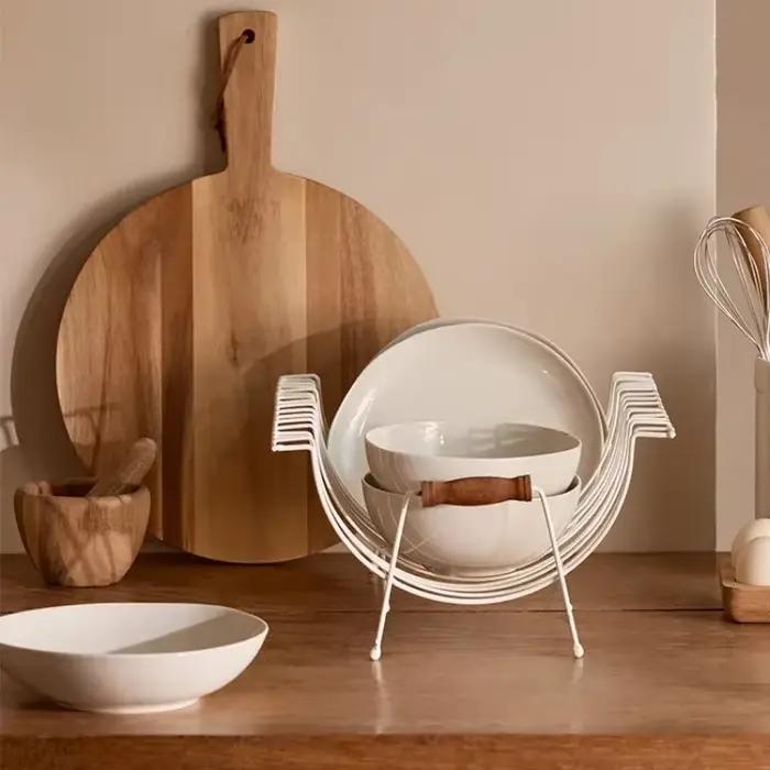 Organisateur de bols et d'assiettes en fer forgé multifonctionnel pour rangement durable et élégant de la vaisselle et autres objets dans la cuisine et la maison