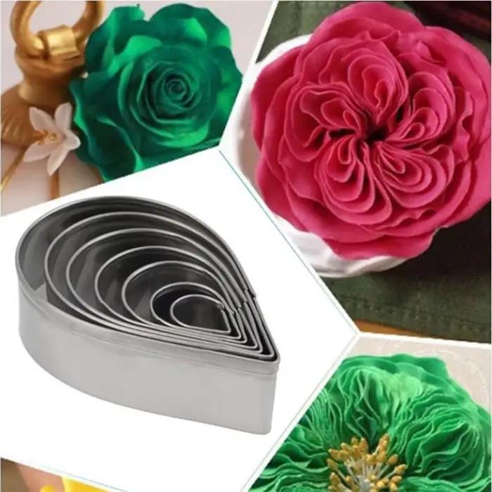 Emporte-pièce en acier inoxydable de haute qualité, 7 pièces/ensemble, pétale de rose, moule à strass, outil de décoration de gâteaux artisanaux