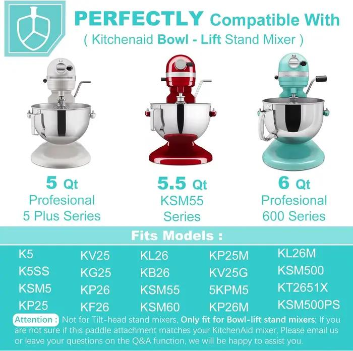 Batteur plat en acier inoxydable pour mélangeurs sur socle KitchenAid 6QT 5QT, accessoires de remplacement pour les accessoires de mélangeur KitchenAid