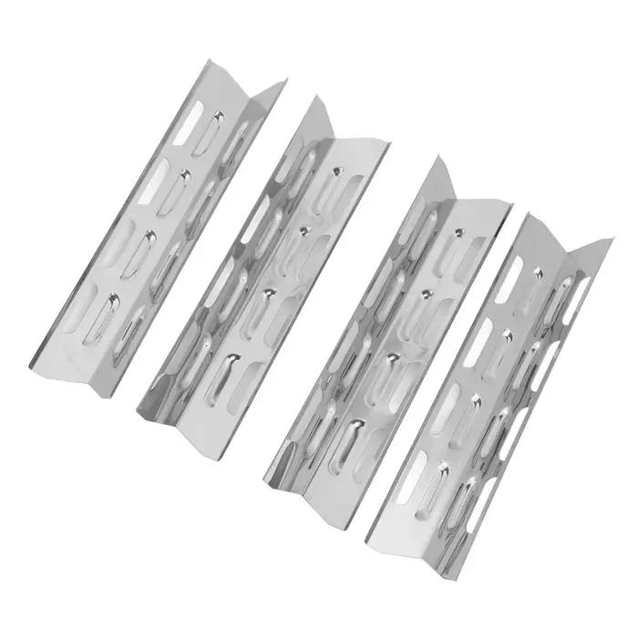 4 Pièces Couvercles de brûleurs de barbecue en acier inoxydable durables, réglables, argentés, plaques de protection thermique, atténuateurs de flamme pour grils BBQ