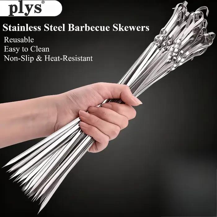 Brochettes plates en acier inoxydable pour Barbecue