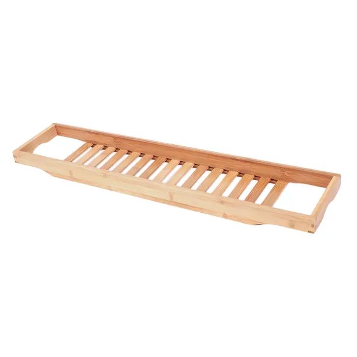 Support de bain en bambou élégant pour baignoire avec porte-savon, porte-serviettes et tablette holder pour détente à domicile