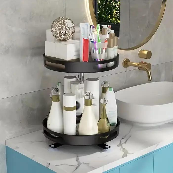 Multi-usages 360 ° Boîte de rangement rotative, gain de place, comptoir antidérapant, vaisselle de cuisine, cosmétiques, boîte de rangement d'épices