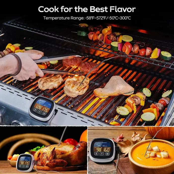 HOMEFISH thermomètre de cuisine à viande numérique en acier inoxydable étanche température