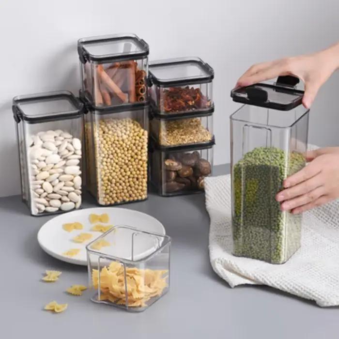 Organisateurs de cuisine avec couvercle, stockage des aliments, beaucoup de boîtes en plastique, pots pour céréales en vrac, organisateur de garde-manger, ensemble pour la maison
