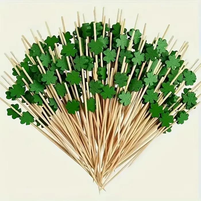 Brochettes de trèfle à quatre feuilles pour fournitures de cuisine, pics de fête-finition polie, pour noël, Thanksgiving, saint-valentin