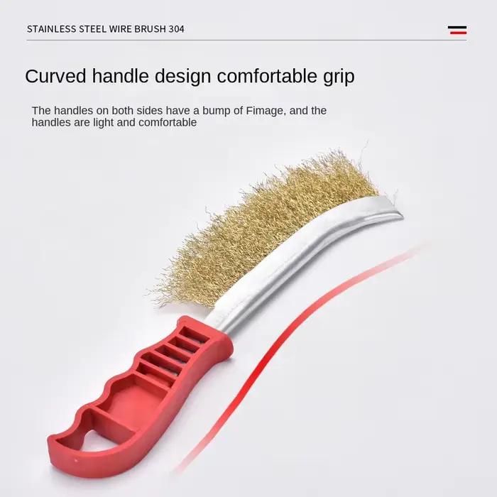 Brosse D.lique Multifonction Plaquée Cuivre, Brosse en Acier Inoxydable, Manche Long, Grille de Cuisine, Plaque Spéciale, Élimination de la Rouille, 1Pc