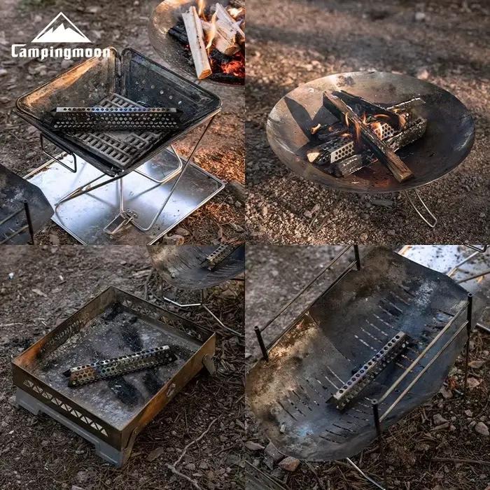 CAMPINGMOON nouveauté A4-CS/A4-CM trou d'air accessoires de barbecue équipement de Camping bois de chauffage en métal réutilisable en acier inoxydable