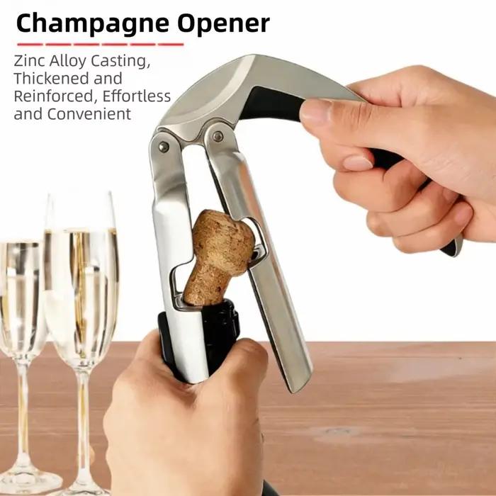 Ouvre-bouteille à champagne en alliage de zinc, poignée ergonomique, action à levier facile, extracteur de bouchon de champagne, poignée antidérapante, métal durable