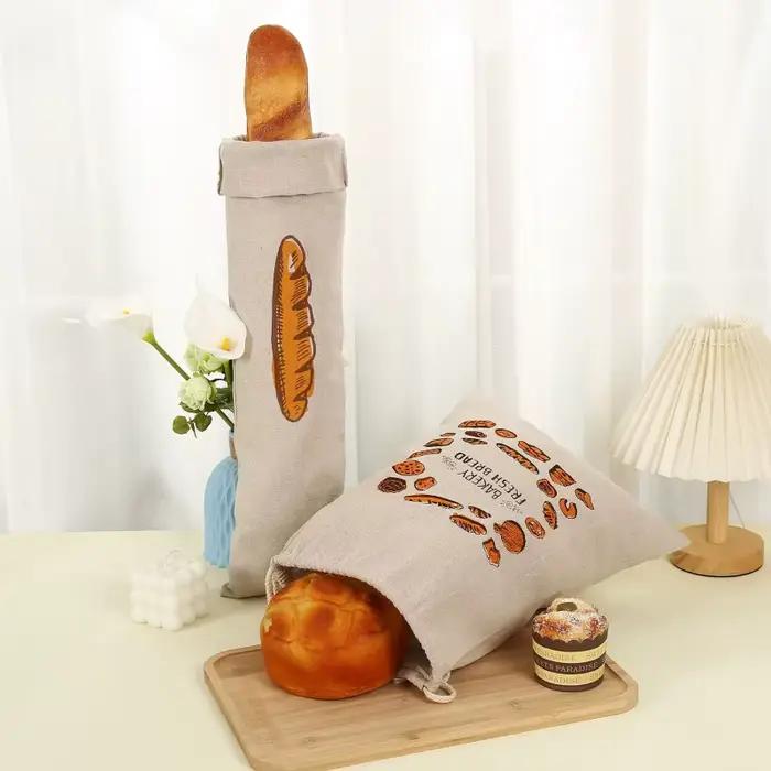 Sac de rangement en lin réutilisable pour collation créative
