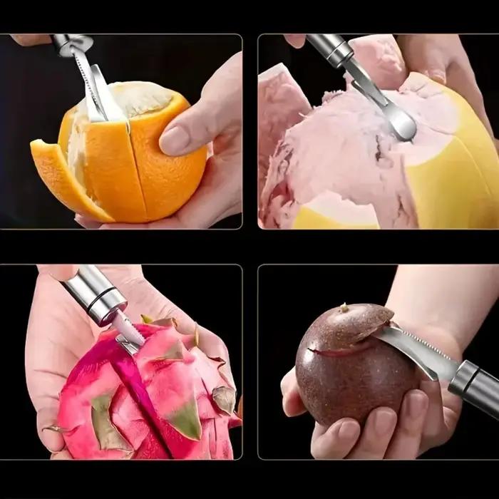 Éplucheur d'oranges, outil d'épluchage d'oranges, éplucheur d'agrumes en acier inoxydable, coupe-éplucheur, poignée de conception, outils pour fruits