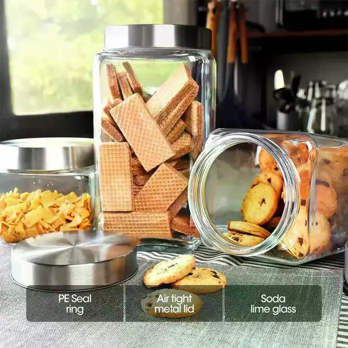 Bocaux en verre avec couvercle en acier inoxydable
