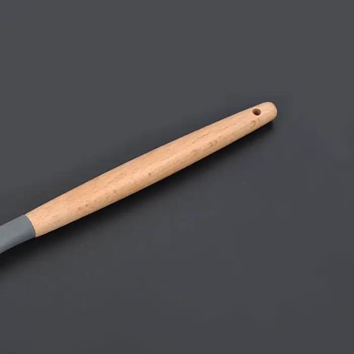 Ustensiles de cuisine en Silicone, outil de cuisine, ustensiles en Silicone avec manche multifonction en bois, spatule antiadhésive, cuillère, brosse