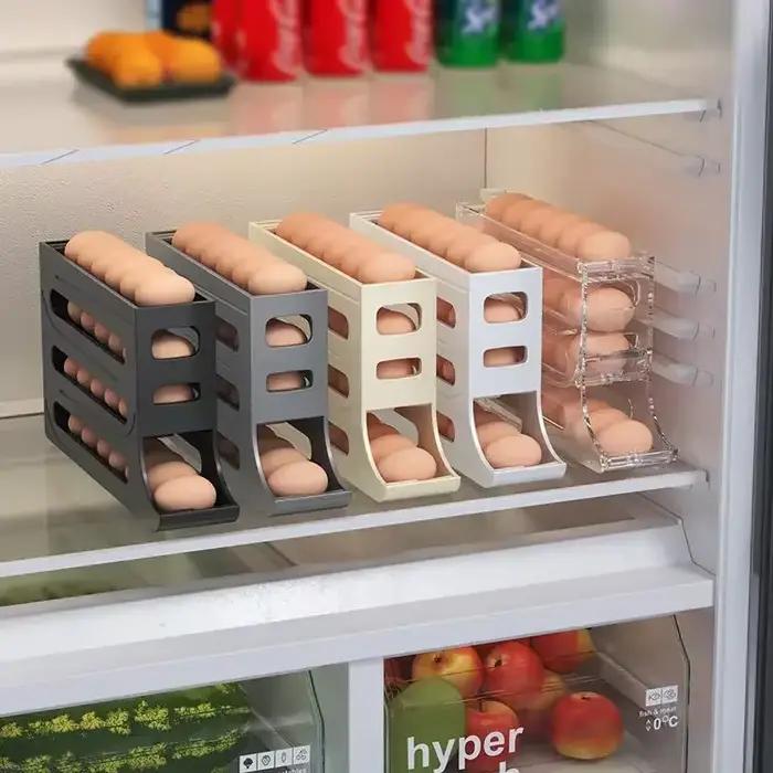 Boîte de rangement pour œufs de réfrigérateur, 4 couches, distributeur automatique d'œufs, organisateur de réfrigérateur