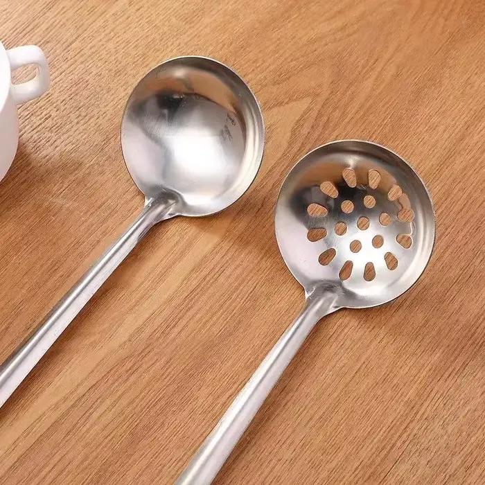 Ensemble de louche à soupe en acier inoxydable, grande cuillère de service à manche Extra épais et Long pour soupe et cuisson à marmite