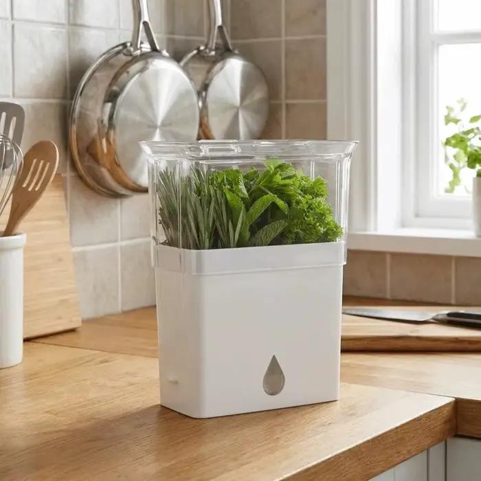 Récipient pratique en plastique pour herbes fraîches