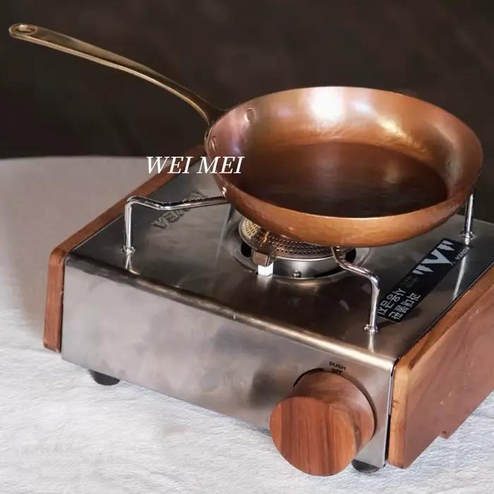 Poêle à steak et à œufs en cuivre vintage artisanale