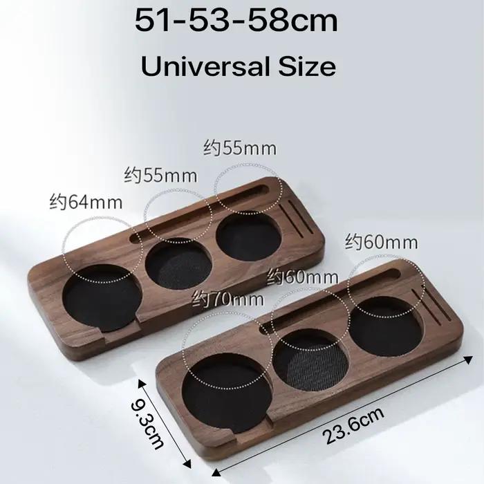 Support de Tamper et Porte-Filtre en Bois de Noyer pour Accessoires d'Espresso 51MM 54MM 58MM – Station de Tampering pour Barista