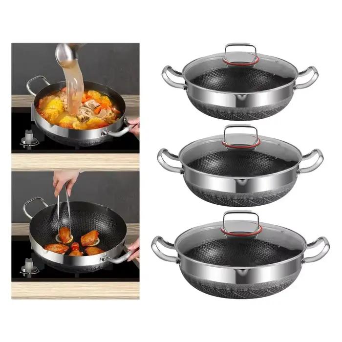 Poêle à frire en acier inoxydable, 316 Stock, poêle antiadhésive de qualité alimentaire, fond de Pot en nid d'abeille, cuisinière à Induction, cuisinière à gaz générale