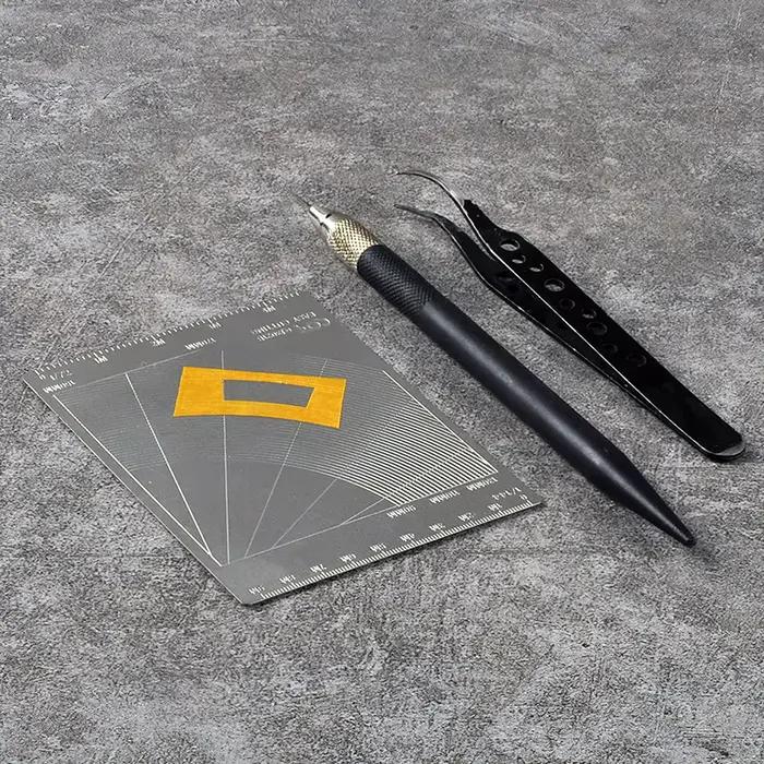 Feuille de masquage modèle en acier inoxydable, Type de coupe facile, tapis de planche, outil artisanal de bricolage