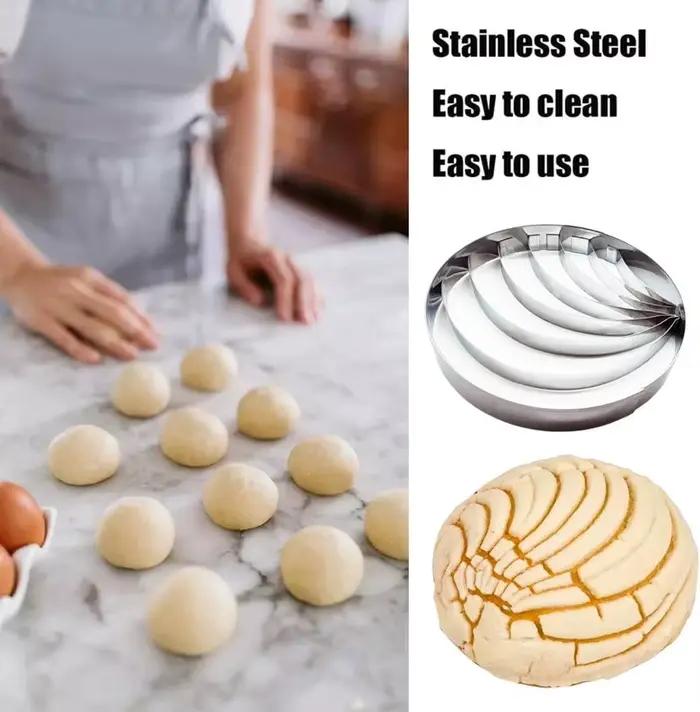Lot de 4 moules à pain mexicain en acier inoxydable, mignons et pratiques, 3 tailles, emporte-pièces cochon, tampon Concha, qualité alimentaire antiadhésif pour le bricolage