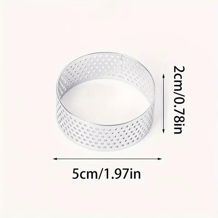 Ensemble de 12 anneaux à tarte ronds en acier inoxydable - Moules perforés pour mousses et desserts, emporte-pièces, moules à tarte aux fruits